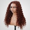 Wholesale Curly 13X4 Lace Frontal Wig 180% Density Reddish Brown Color - Image 2